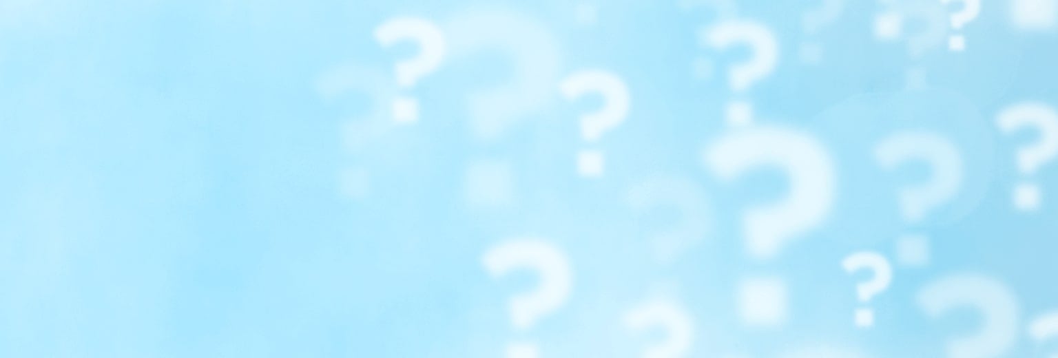 Image of blue sky with question mark clouds