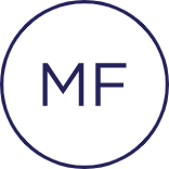 Icon with letters MF inside linking to the About MF page