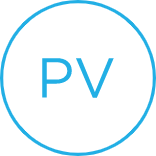 Icon with the letters PV inside linking to About PV page